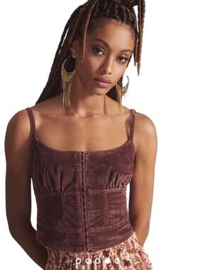 Anthropologie Pilcro Corduroy Corset Crop Top